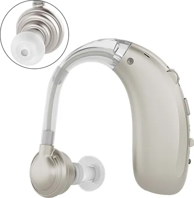 Produktbild von Kabelloser Ohrhörer Hörverstärker, USB wiederaufladbar, Ohrhinter-Hörgerät, hohe Lautstärke, Silber