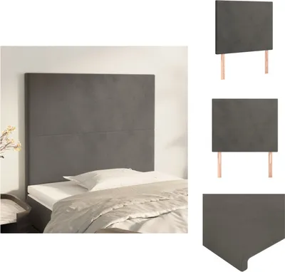 Produktbild von vidaXL Kopfteile 2 Stk. Dunkelgrau 100x5x78/88 cm Samt -  Kopf- & Fußenden