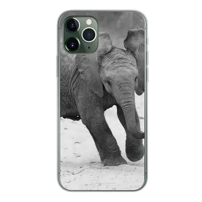 Produktbild von MuchoWow® Handyhülle Schutzhülle Hülle für iPhone 11 Pro Elefant - Baby - Tiere - Kröte - Schwarz und weiß Silikon Softcase Handy Hülle - Handy