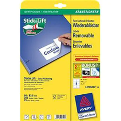 Produktbild von ID-Etikett Zweckform L4745REV - 96 mm Breite x 63,50 mm Länge - Ablösbar Kleber - Rechteck - Tintenstrahl, Laser - Weiß - Papier - 8 / Blatt - 25 / Pack