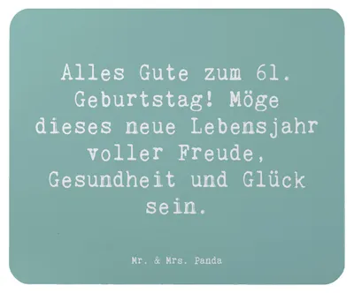 Produktbild von Mr. & Mrs. Panda Mouse Pad Spruch 61. Geburtstag - Meeresbrise - Geschenk, Glück, optimistisch, Mousepad, Happy Birthday, pc, besondere Momente, Mauspad, Erfahrungen