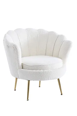 Produktbild von SalesFever Muschel-Sessel | Bezug Bouclé Stoff beige | Gestell Metall goldfarben | B 78 x T 76 x H 78,5 cm