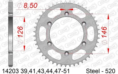 Produktbild von AFAM Kettenrad 14203-44 Hinten für SUZUKI MOTORCYCLES DR Stahl