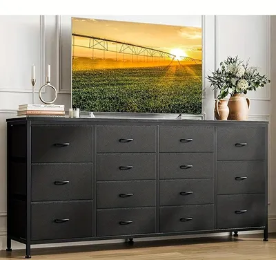 Imagen del producto de TV-Meubel: Cómoda extra larga y moderna con 14 cajones tapizados, ideal para el salón
