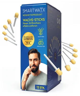 Produktbild von SMARTWAXX 12 Wachs-Sticks zur Entfernung von Nasen- & Ohrenhaaren, die hygienische und langanhaltende Art der Nasenhaarentfernung ohne Trimmer, Pflege