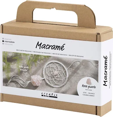 Produktbild von Creativ Company Makramee Traumfänger Bastelset mit Rosenquarz Kristall