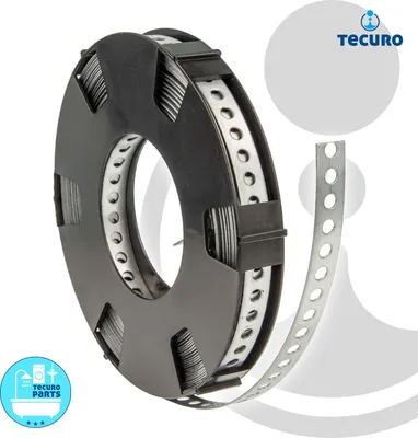 Produktbild von tecuro Lochband Montageband 12 mm x 10 m Rolle - Stahl verzinkt
