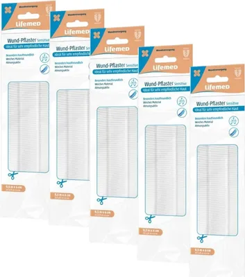 Produktbild von 5x Lifemed Wundpflaster Sensitiv 5 Stück 2x 0,25m x 6cm