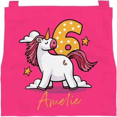 Produktbild von personalisierte Kinderschürze Einhorn mit Namen Alter Geschenk Geburtstag (3-6 Jahre) Kochschürze/Backschürze Kinder SpecialMe 6 Jahre pink 3-6 Jahre