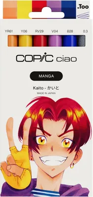 Productafbeelding van Copic Ciao MANGA Set kaito - Markerset met 5 warme oranje- en blauwtinten - Incl - 1 multiliner 0,3 mm in violet