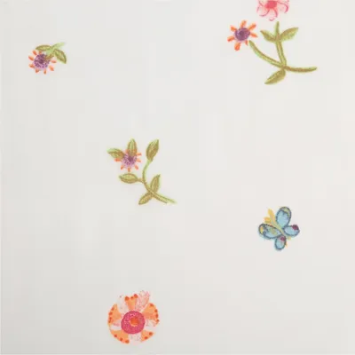 Produktbild von Villa Coppenrath Gardinenstoff Meterware Voile weiß Blumen Schmetterlinge 290cm bunt
