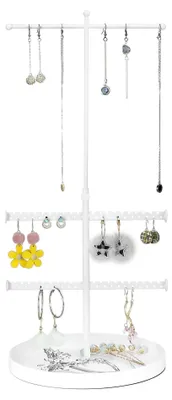 Produktbild von Schmuckständer, höhenverstellbar – Schmuckorganizer – Armbandhalter – Ringhalter – Schmuckbaum – Fassungsvermögen für 68 Fächer, geeignet für 34 Paare Ohrringe – Schmuckhalter