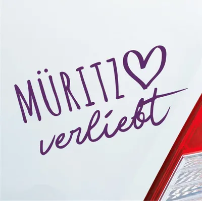 Produktbild von Auto Aufkleber Müritz verliebt Herz See Sea Liebe Car 19x10 cm Lila Sticker Heckscheibenaufkleber