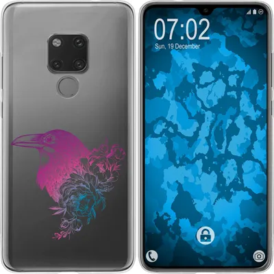 Produktbild von PhoneNatic Case kompatibel mit Huawei Mate 20 Silikon-Hülle Floral Rabe M4-6