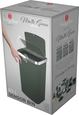 Obrázek produktu pro Odpadkový koš Berlingerhaus BH-9797 se senzorovým otvíráním 60 l Matte Green Collection