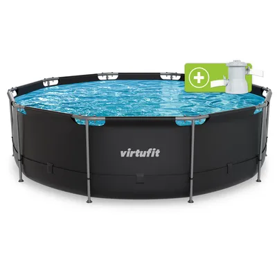 Produktbild von VirtuFit Rundpool Ø 366 x 100 cm Anthrazit inkl. Filterpumpe