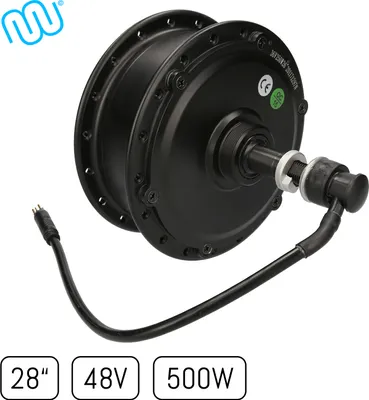 Obrázok produktu pre windmeile | Zadné koleso s nábojovým motorom, čierne, 28", 48V/500W, E-Bike, elektrobicykel, Pedelec