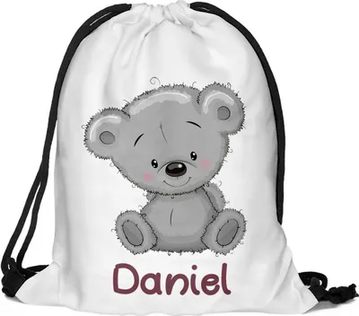 Produktbild von Kinder Turnbeutel mit Namen Beutel Fullprint Tasche Gymsac Jutebeutel Print Bag Fitness Bär [010]
