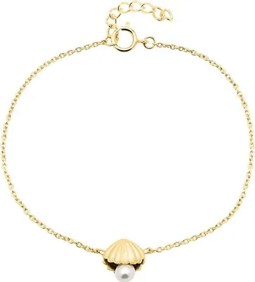 Produktbild von Armband Muschel 925er Silber vergoldet Perle