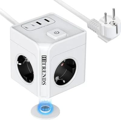 Produktbild von Mehrfachsteckdose mit USB-C, 3-fach - Steckdosenwürfel