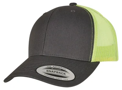 Productafbeelding van Klassieke truckerpet, tweekleurig, model FK1772 (one size) (houtskool/neon groen)