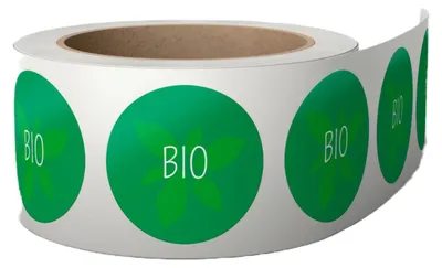 Bio-Lebensmittelaufkleber, 500 Stück, rund, 38 mm, selbstklebend