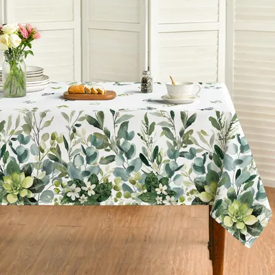 Produktbild von Tischdecke Frühling/Sommer, 152,4 x 213,3 cm, mit Eukalyptusblüten, für Partys, Picknicks, Abendessen und Dekoration
