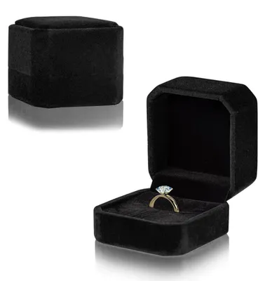 Productafbeelding van Ringdoos ringhouder - Trouwringhouder - Zwart fluweel - 5,4 x 5 x 3,9 cm - Voor huwelijksaanzoek en verloving