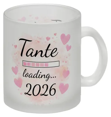 Produktbild von Rosa Herzen Tante Glas Tasse - Tante loading... 2026