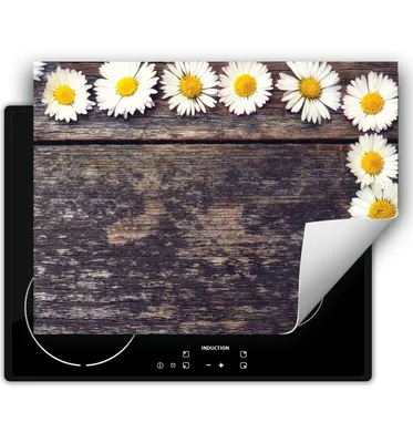 Produktbild von DarHaus Herdabdeckplatte 70x52 cm Anti Rutsch Matte Aufrollbar, Holz - Blumen