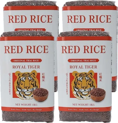 Produktbild von Royal Tiger roter Reis, 4x 1kg, fermentierter roter Reis aus Thailand