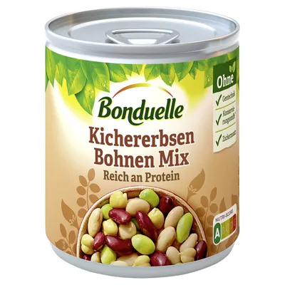 A can of Bonduelle Kichererbsen-Bohnen-Mix.