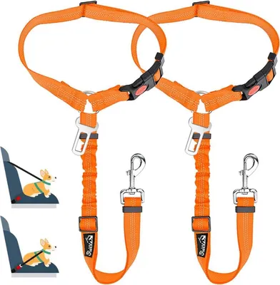 Produktbild von SlowTon Hundegurt Auto Kopfstützen-Rückhalte Sicherheitsgurt B.Orange 2Pcs