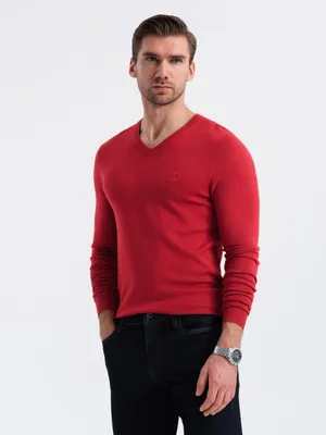 Zdjęcie produktu dla Ombre Clothing Klasyczny sweter męski Caalsann czerwony XL