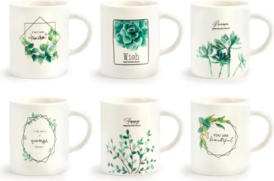 Obrázek produktu pro H&H sada 6 botanických porcelánových šálků na kávu bez podšálku cc90