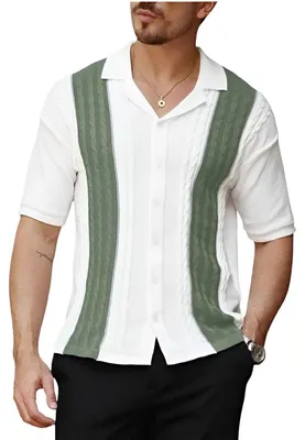 Zdjęcie produktu dla Męska Koszulka Polo Polówka Sweter Slim Fit Stylowa Biała Zielona M