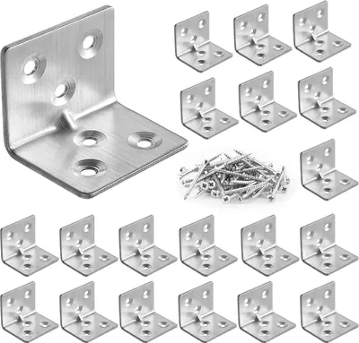 Produktbild von 20 Stück Edelstahl Winkel 30x30x38 mm, Winkelverbinder Winkel 90 grad, Winkel Klein Montagewinkel für Holztische, Stühle, Möbel