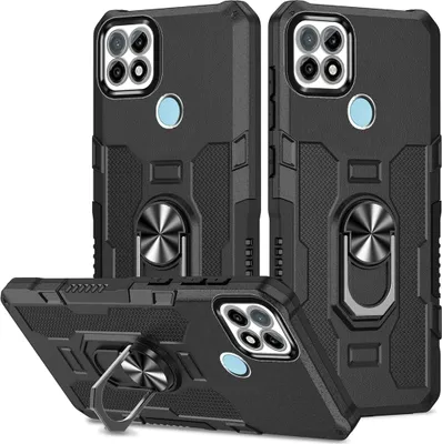 Produktbild von Realme C21Y Hülle, Dual Layer Robuste Rüstung Ringhalter Ständer Schutzhülle für OPPO Realme C21 / C21Y / C25Y Schwarz