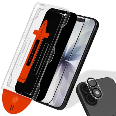 Obrázok produktu pre 2-balenie iPhone 17 Ochranné sklo na displej (1 Privacy + 1 číre) & 1-balenie ochrana objektívu - Tvrdené sklo | [Automatická inštalácia] - Bez bublín