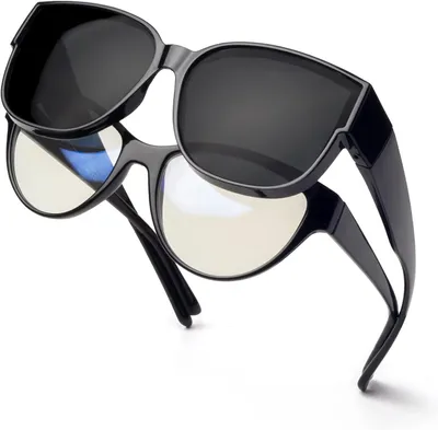 Produktbild von Clip-On Sonnenbrille Damen, Polarisierend, UV400 Schutz, Ultraleicht, Überziehbrille für Brillenträger