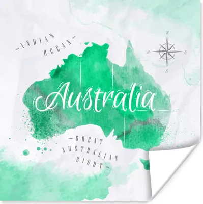 Produktbild von MuchoWow® Poster Australien - Weltkarte - Aquarell 75x75 cm - Wand Dekoration