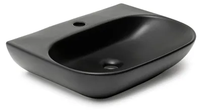 Produktbild von SAT Brevis hängendes Keramik-Waschbecken 50x38,5 cm mit Hahnloch, schwarz matt