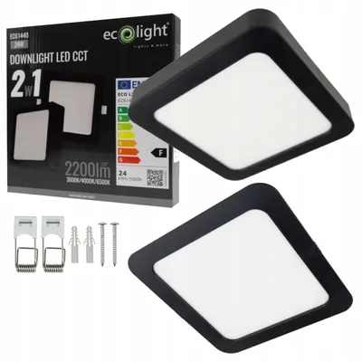 Obrázok produktu pre LED DOWNLIGHT štvorcový 24 W CCT 3 v 1 čierny