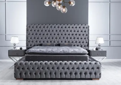 Produktbild von Nachttisch Grau Beistelltisch Tisch Holz Tische Möbel Nachttische Schlafzimmer