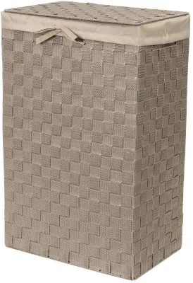 Produktbild von Ibenzoa® Rechteckiger Wäschekorb 57 L – 25 x 38 x 60 cm, mit Deckel & Tragegriffen, Metallrahmen, herausnehmbare Leinen‑Innenhülle, Rayon‑Gewebe außen