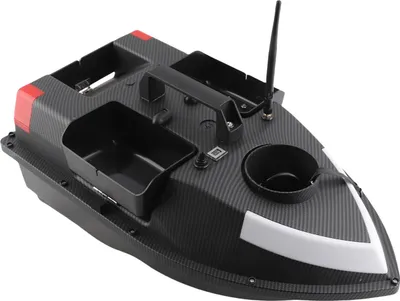 Produktbild von GPS RC Futterboot - Köderauswurfboot - 500 m Reichweite - Kabellose Fernsteuerung - 3 Futterkammern - 12000 mAh Akku - Schwarz