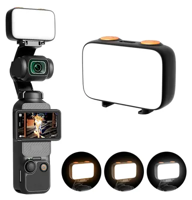Produktbild von ZELURXX LED-Licht für DJI Osmo Pocket 3, dreifarbige Temperatur, stufenlose Helligkeit, 40 LEDs, 800mAh, Typ C