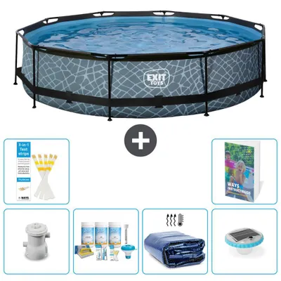 Zdjęcie produktu dla Basen Exit Pool okrągły – imitacja kamienia – 360 x 76 cm – 7-częściowy  S228