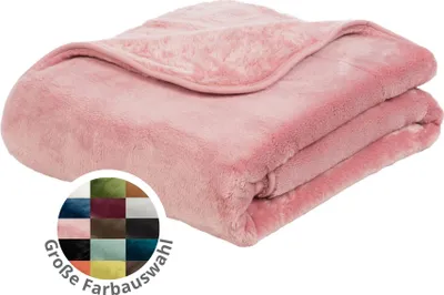 Produktbild von liebling Kuscheldecke Cashmere Feeling 180 x 220 cm, Altrosa, Premium Sofa Decke, dicke warme Wohndecke, 500 gr. / m²
