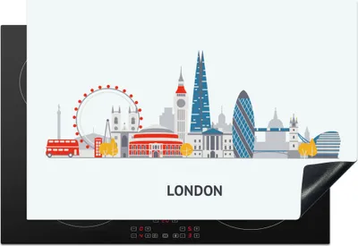 Produktbild von KitchenYeah© Herdabdeckplatte London - England - Skyline , 76x51cm, Küche Deko, Glaskeramikkochfeld Herdabdeckung, Abdeckplatte fùr Kochfeld
